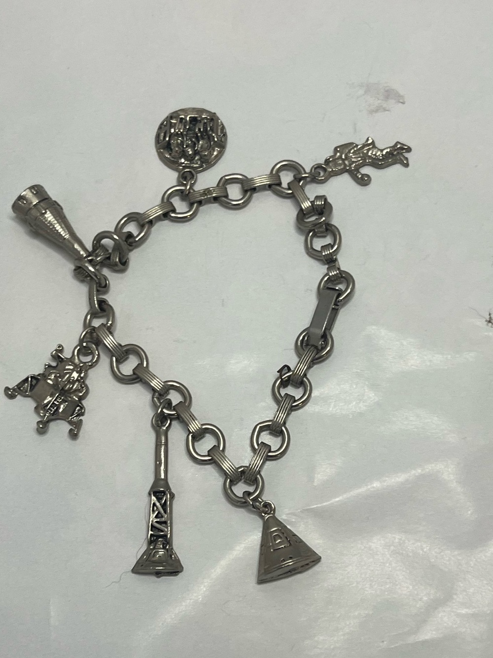Vintage NASA space Silver-Tone Charm bracelet
